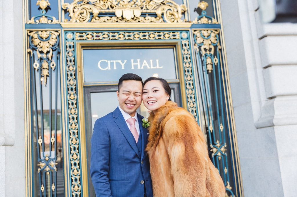 wedding photography couple at city hall