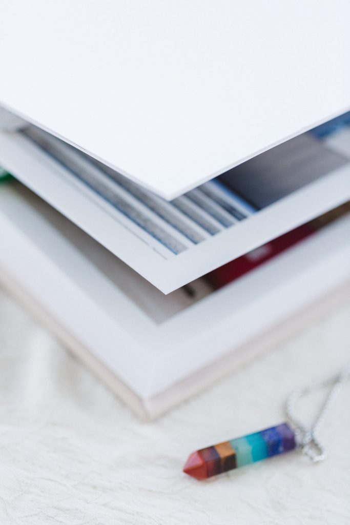 close up showing wedding photography album's thick pages