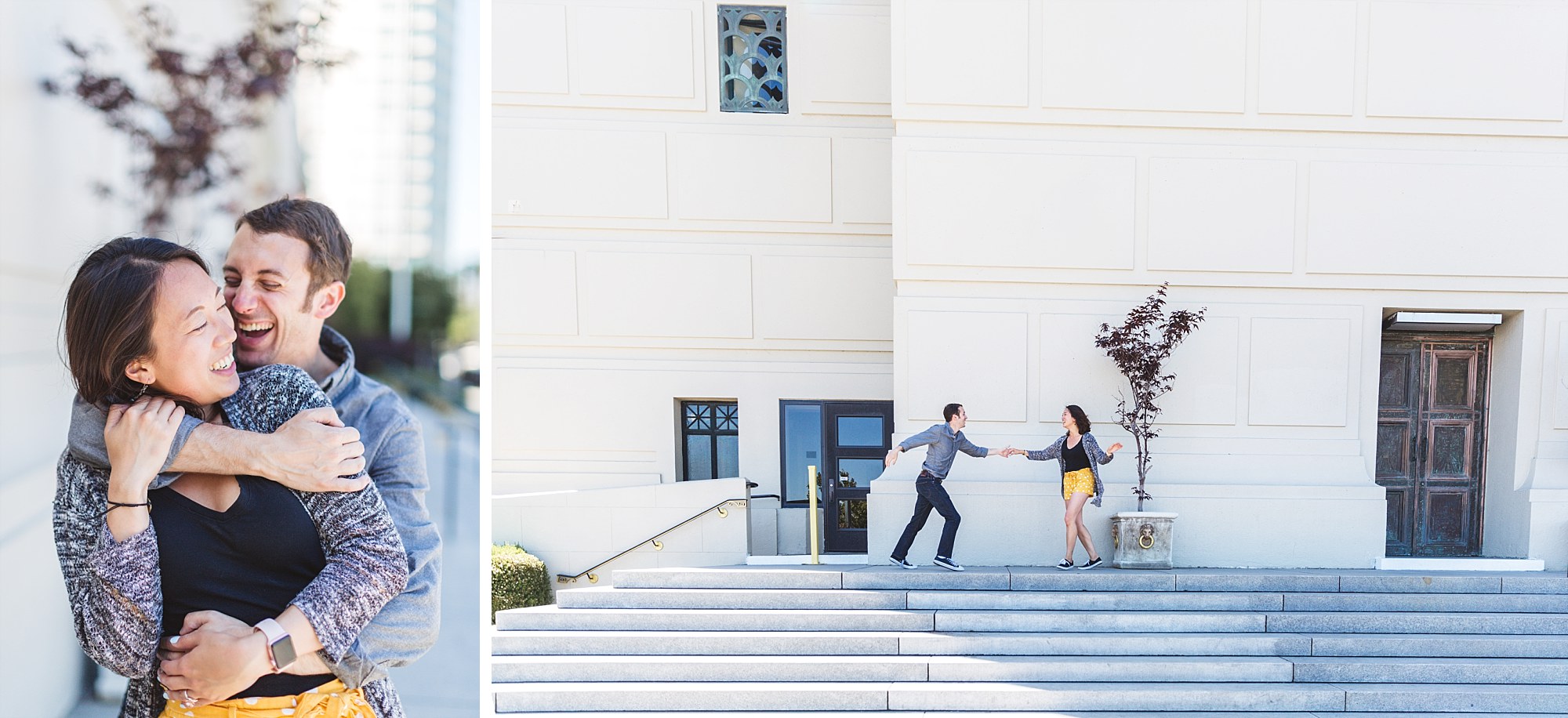 oakland couple in fun engagement photography session by lake merritt