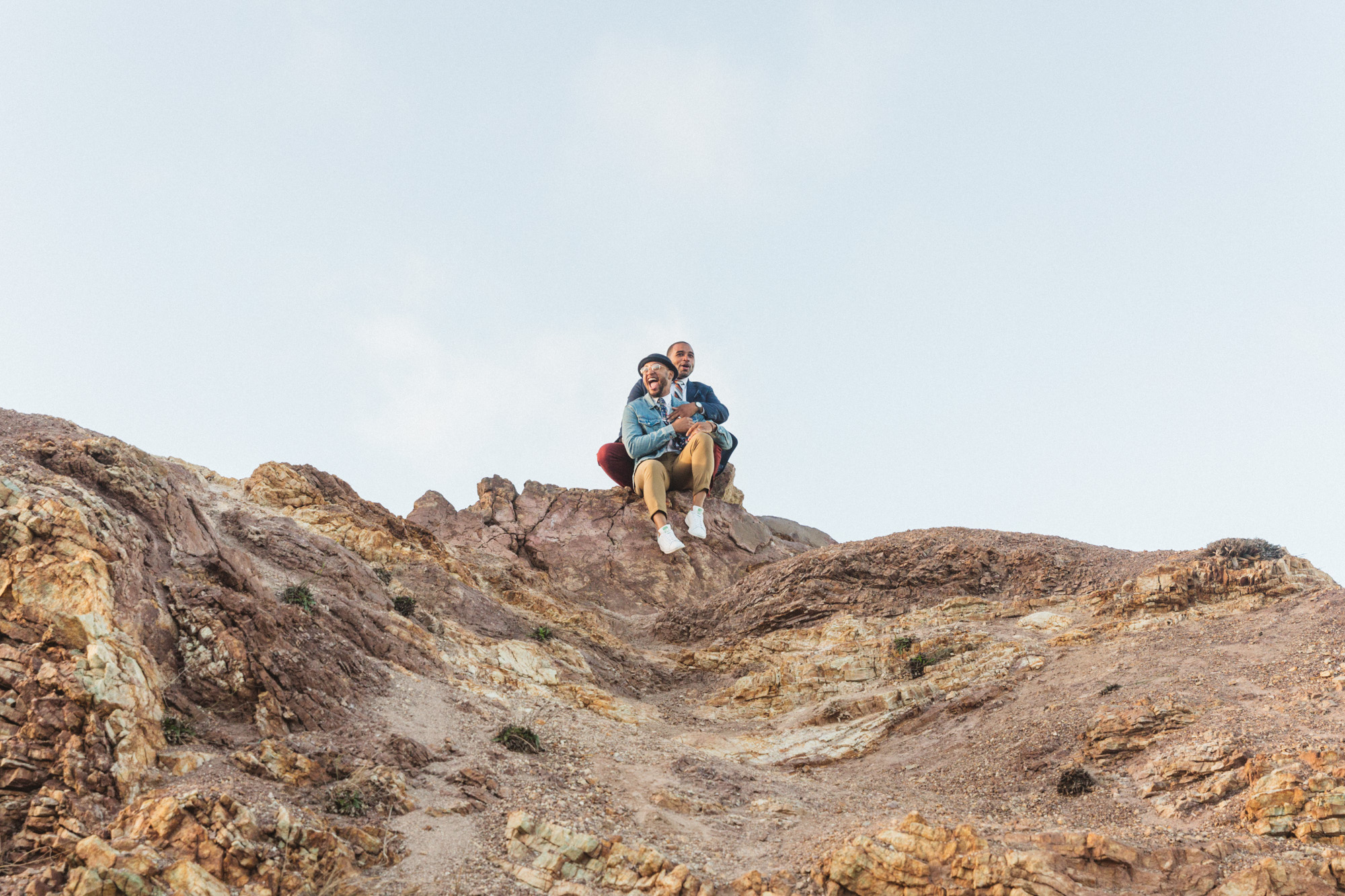 same sex engaged couple photographed at Corona Heights San Francisco