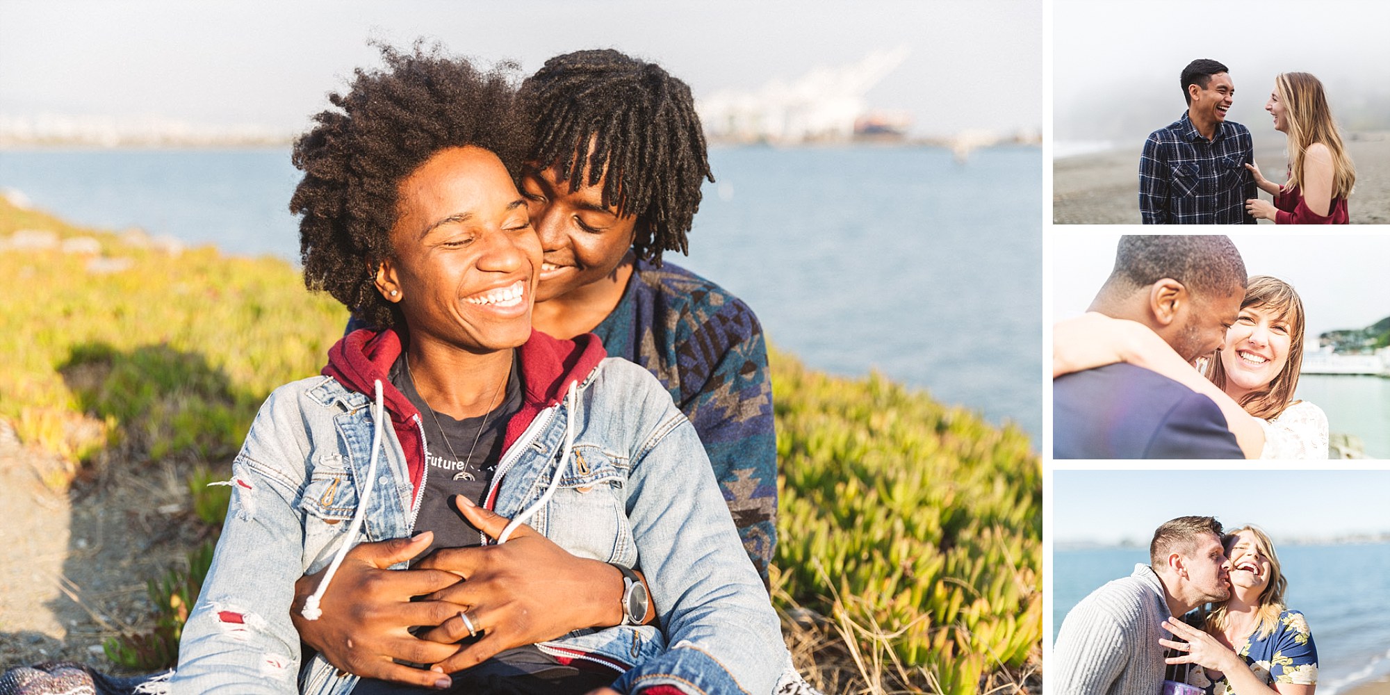 engaged couples joyful engagement photo collage
