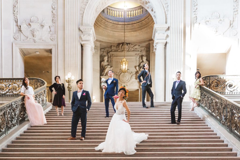 vogueing on city hall san francisco staircase