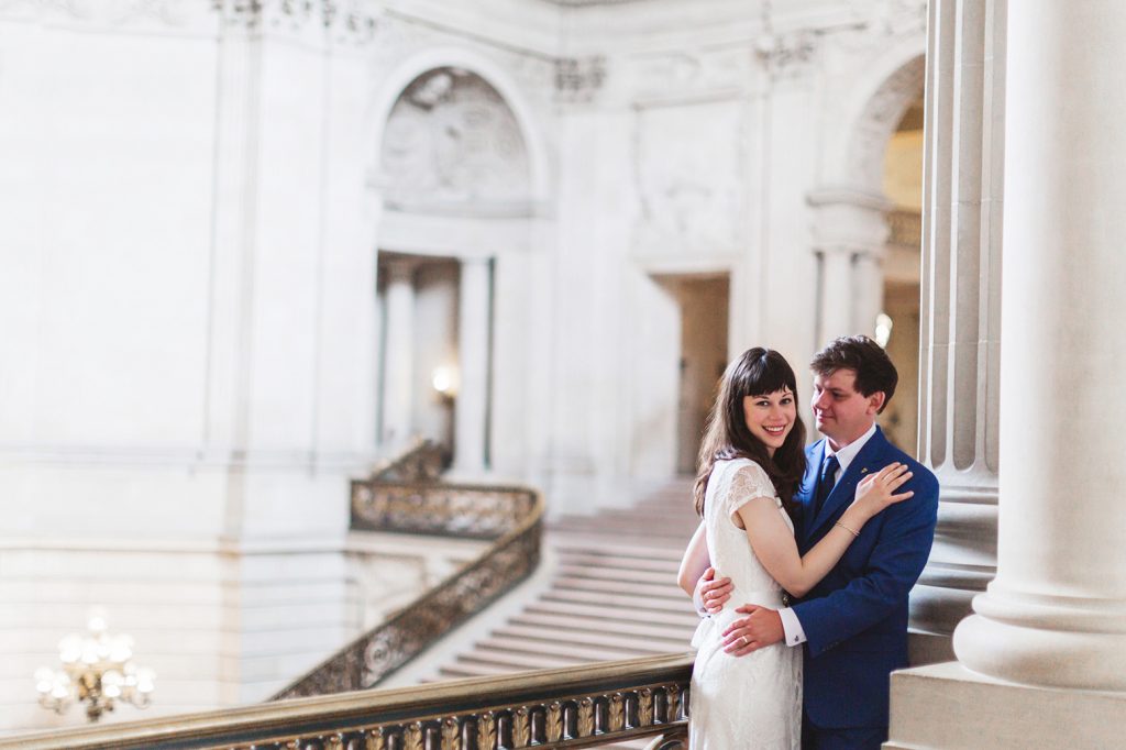 couple portrait after joyful sf city hall wedding