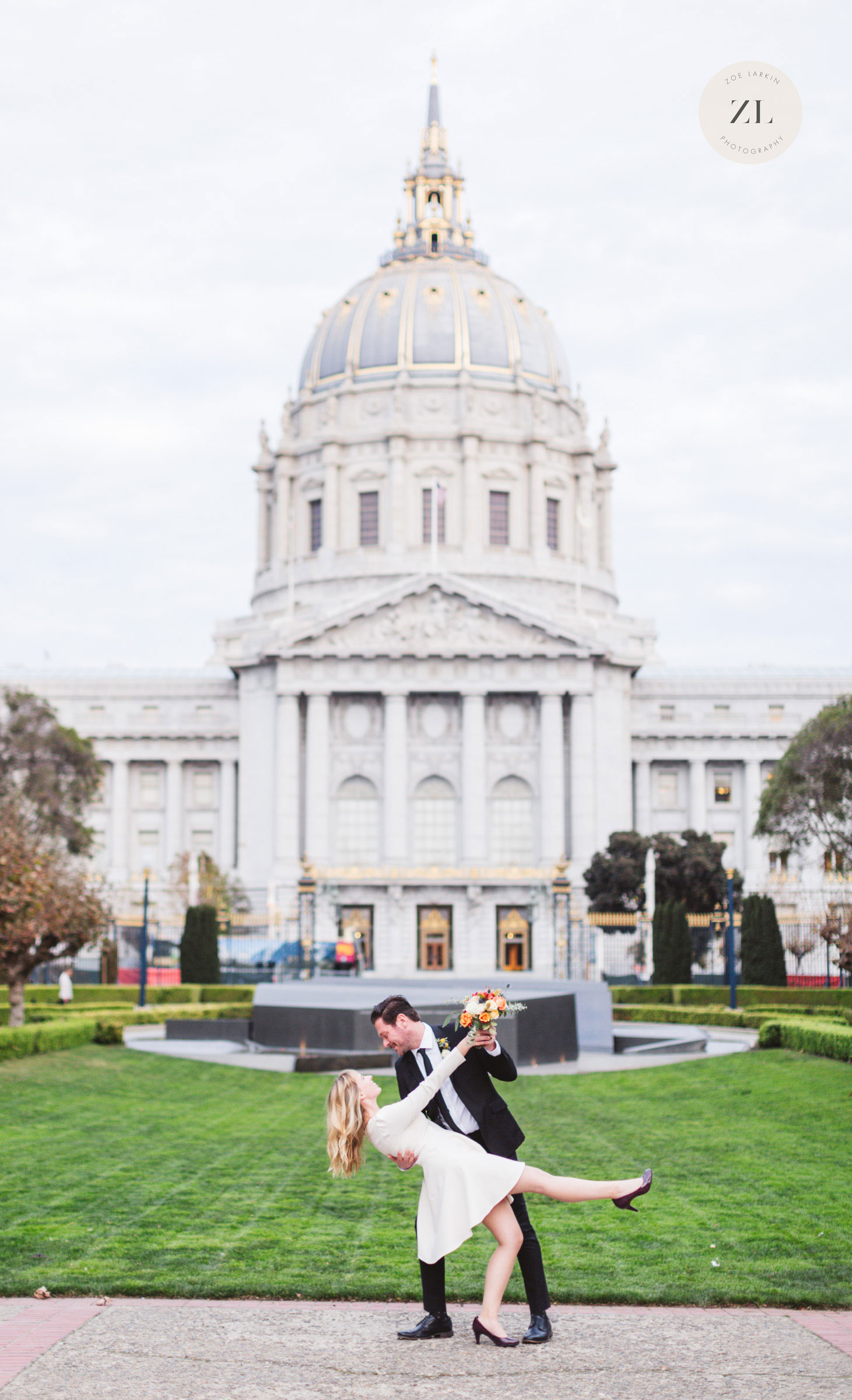 hip stylish couple san francisco city hall wedding photos
