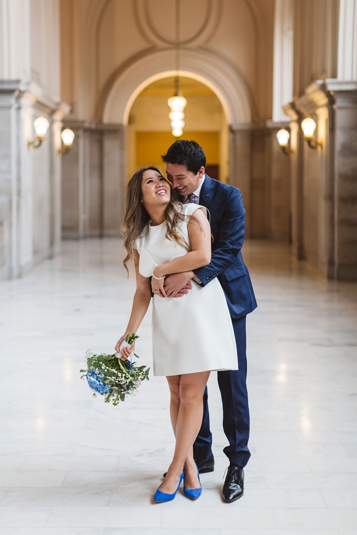 sweet romantic and modern wedding photo 4th floor light gallery San Francisco City Hall