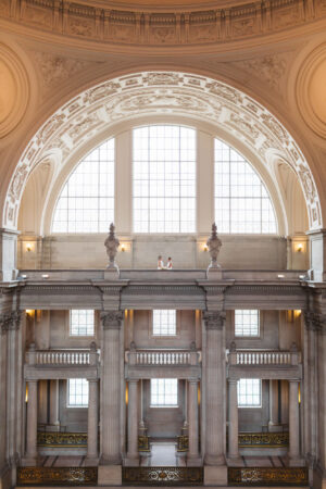 wide shot of LGBTQ+ brides City Hall