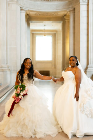 black lgbtq+ couple at sf city hall